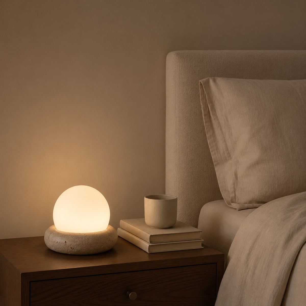 Cast Stone Frosted Glass Table Lamp