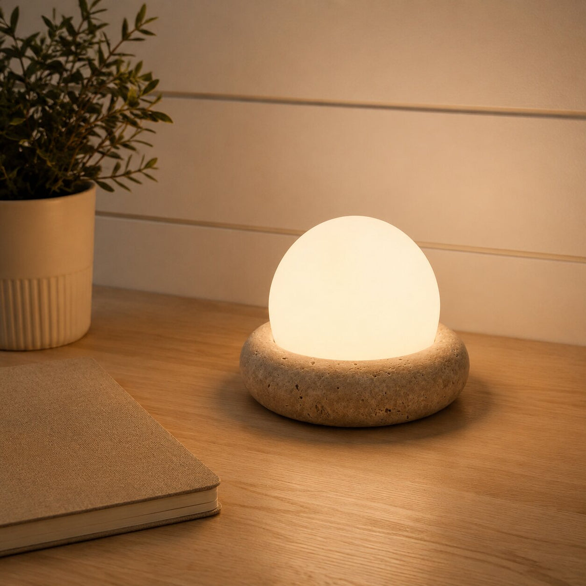 Cast Stone Frosted Glass Table Lamp