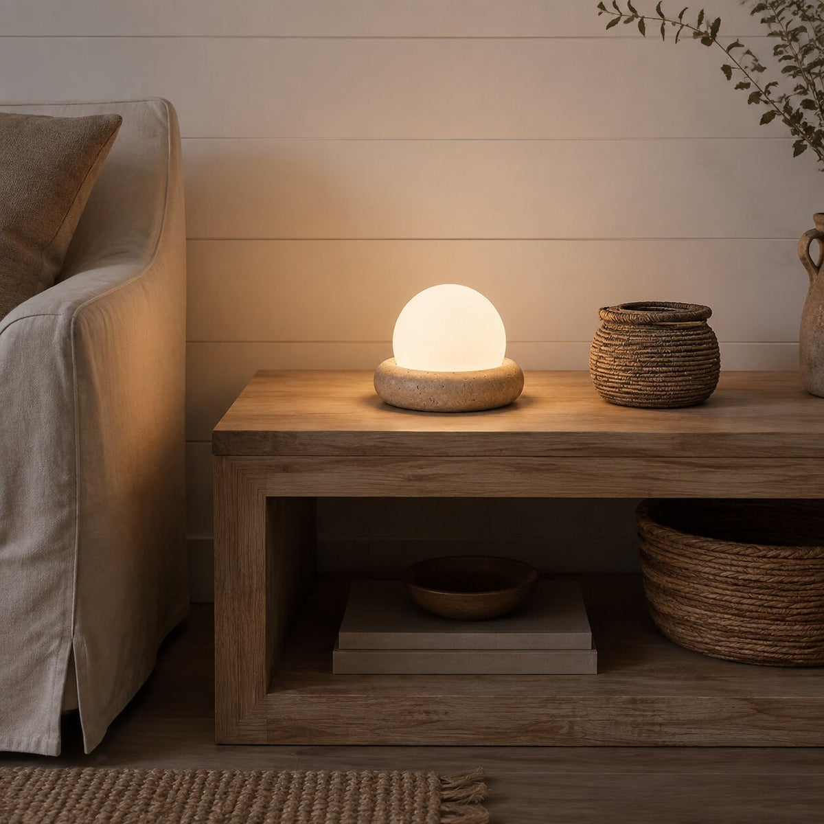 Cast Stone Frosted Glass Table Lamp