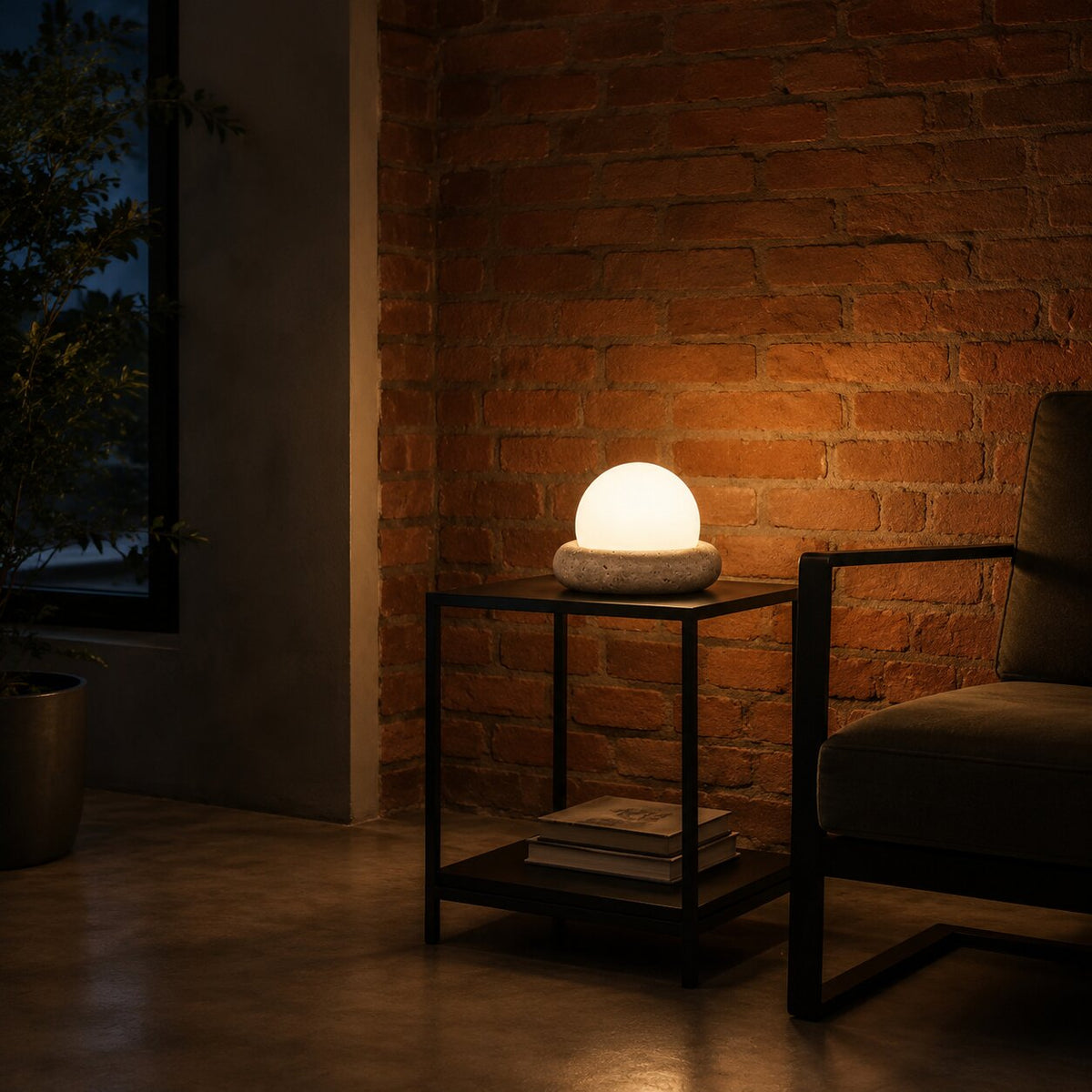 Cast Stone Frosted Glass Table Lamp