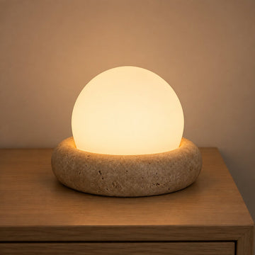 Cast Stone Frosted Glass Table Lamp