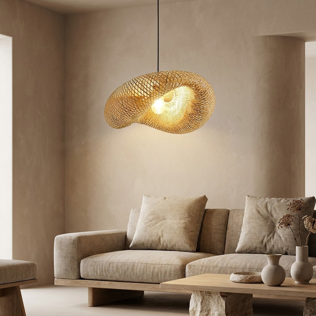 Coastal Woven Bamboo Pendant Light