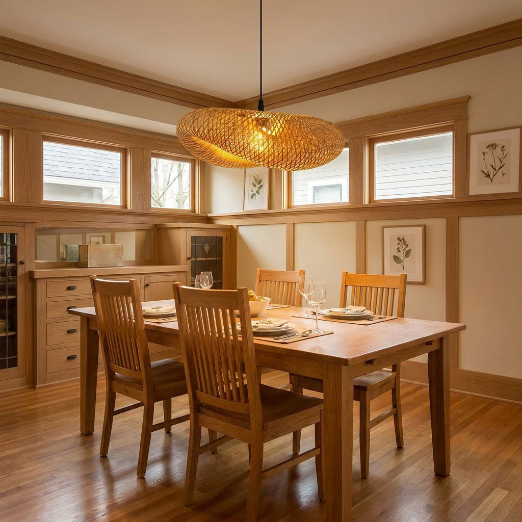 Coastal Woven Bamboo Pendant Light