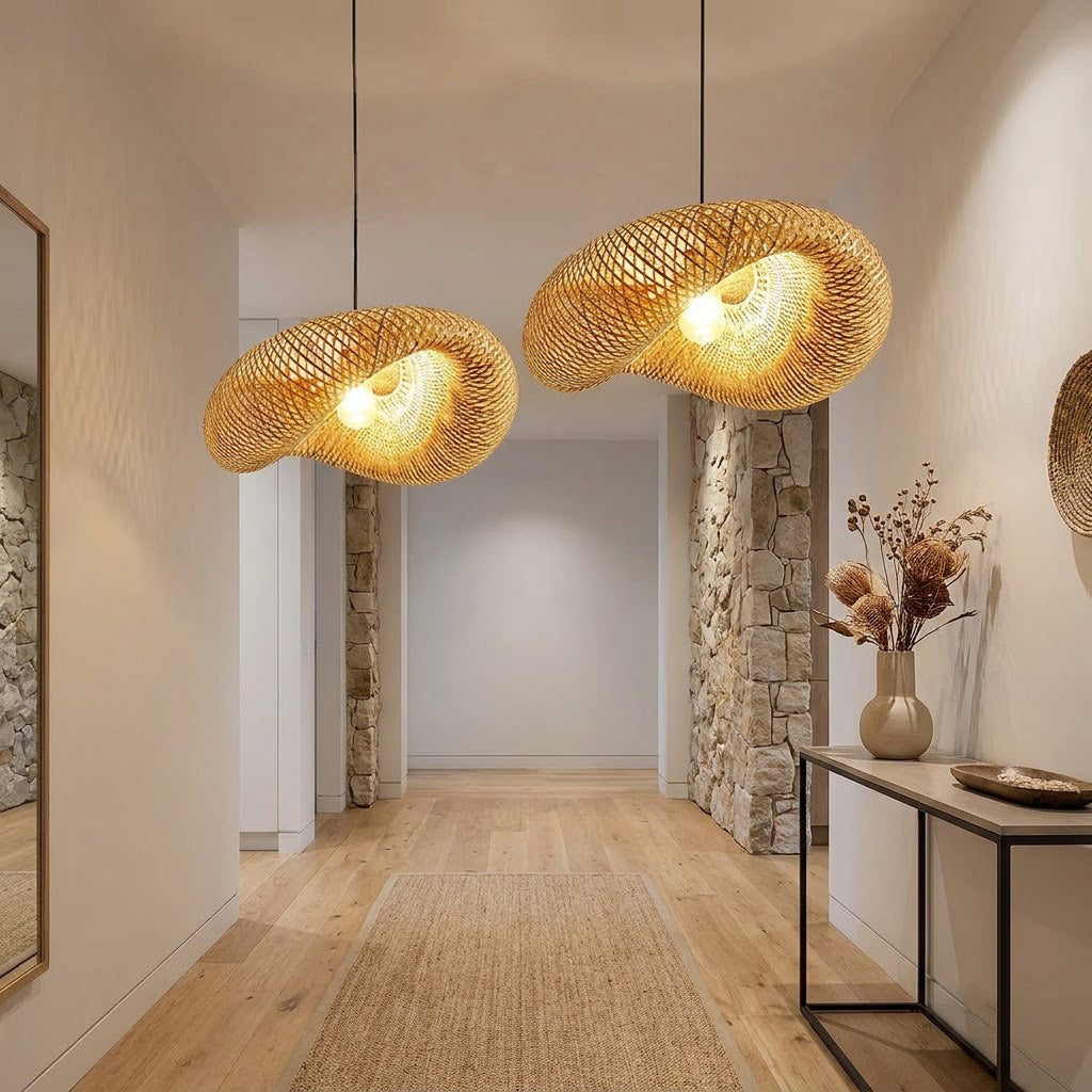Coastal Woven Bamboo Pendant Light
