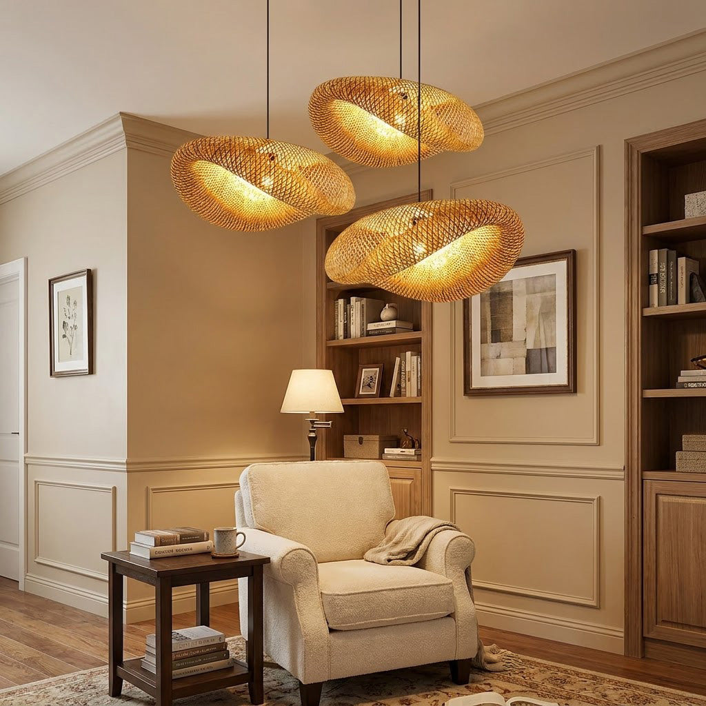 Coastal Woven Bamboo Pendant Light