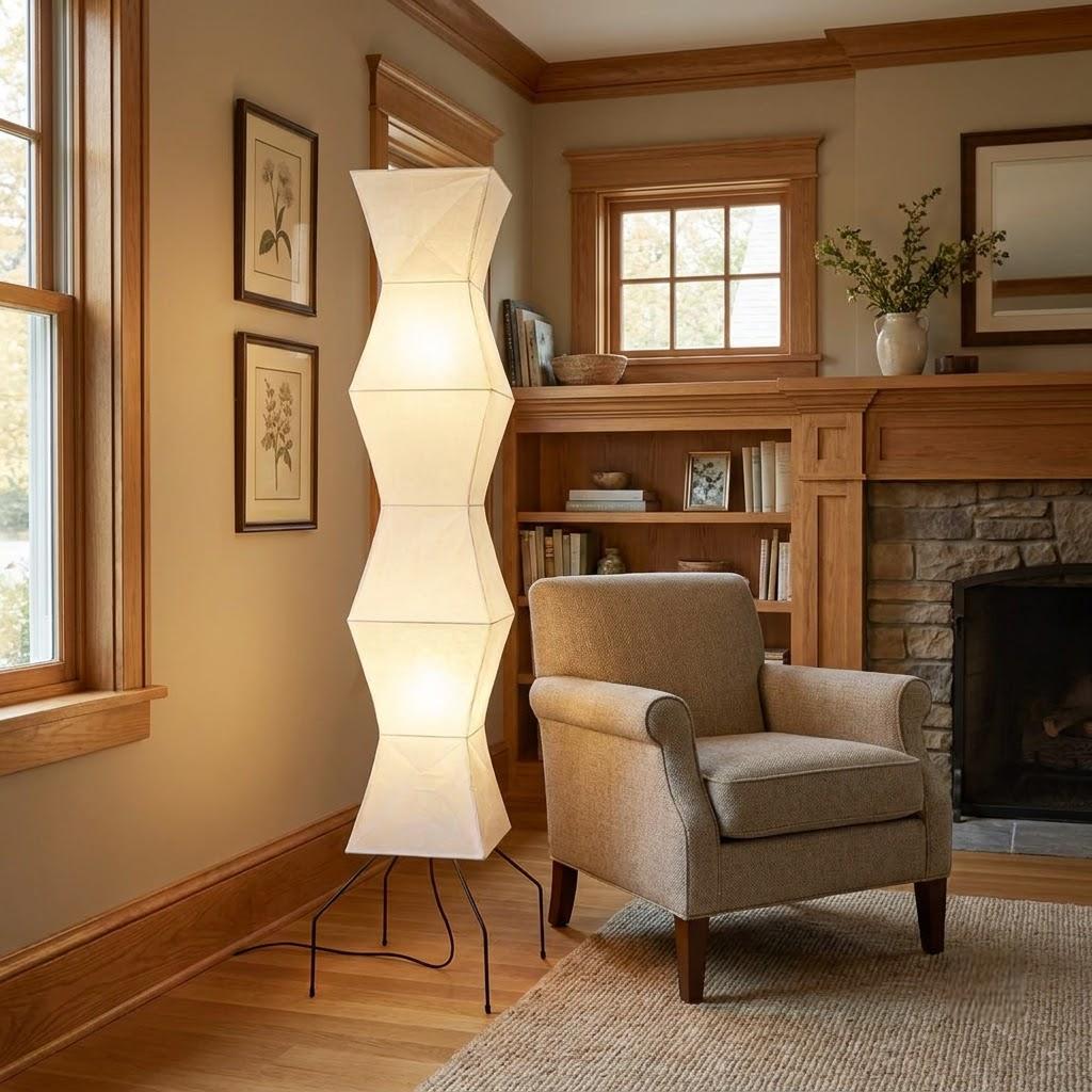 Japandi Hourglass Paper Floor Lamp