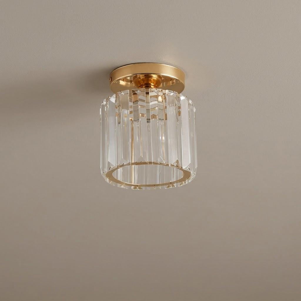 Industrial Crystal Glass Square Flush Mount Light
