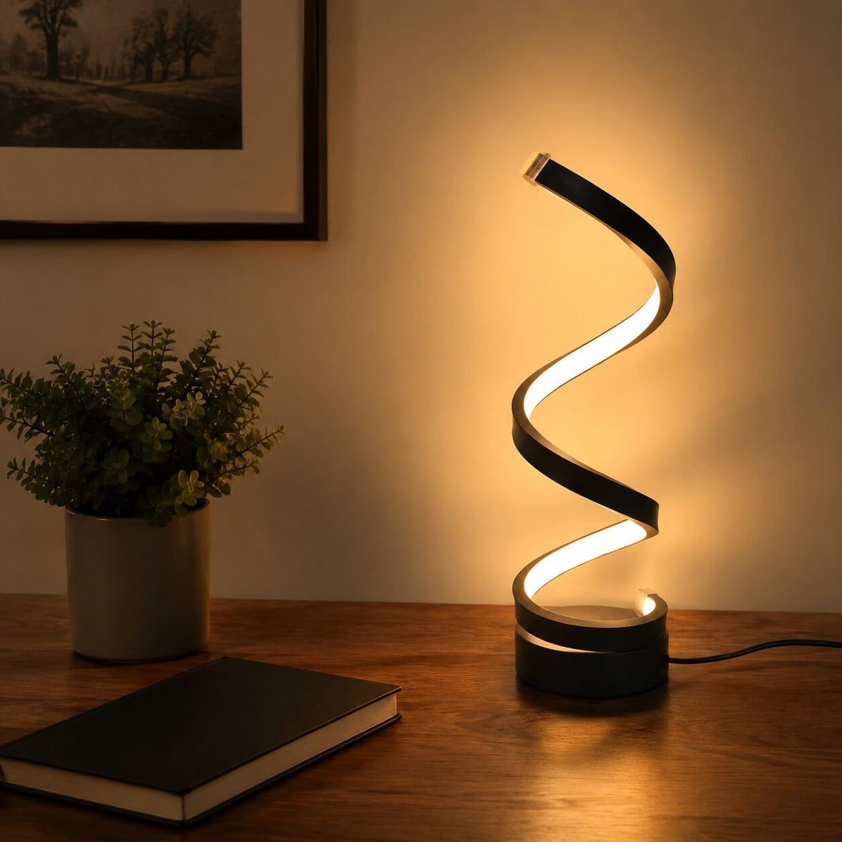Iron and Silicone Spiral Table Lamp