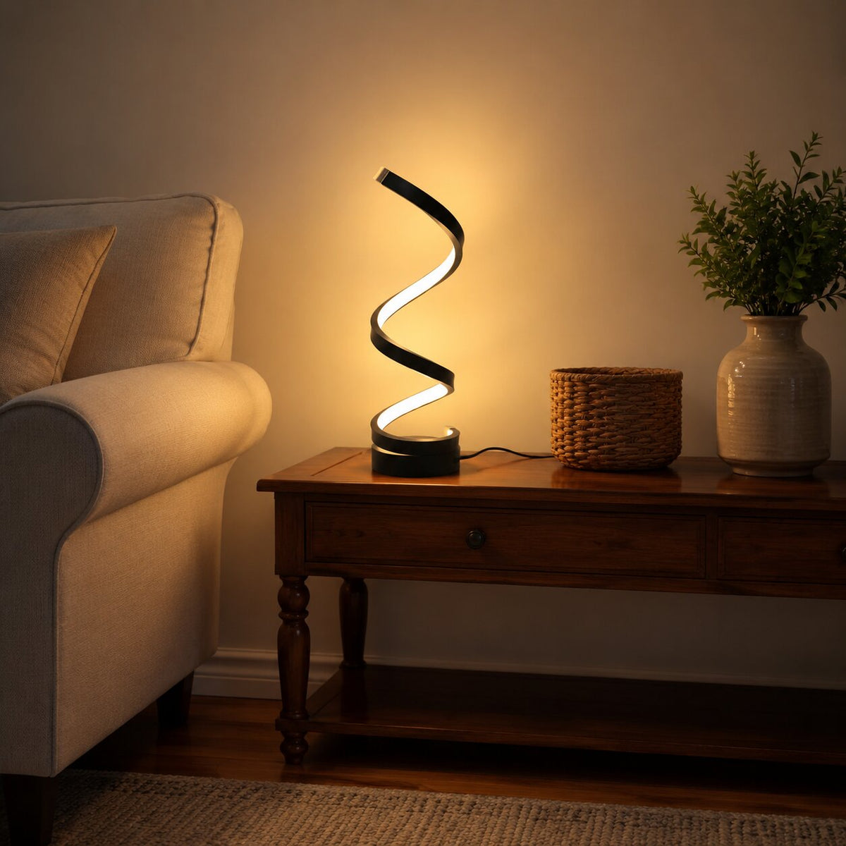Iron and Silicone Spiral Table Lamp