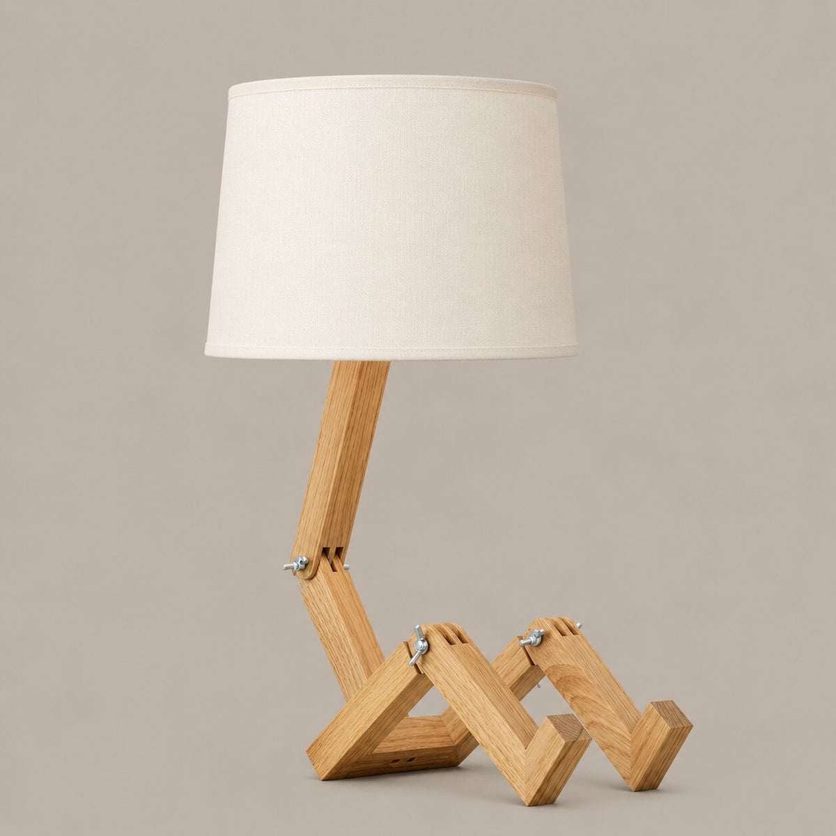 Japandi Adjustable Rubberwood Fabric Shade Table Lamp