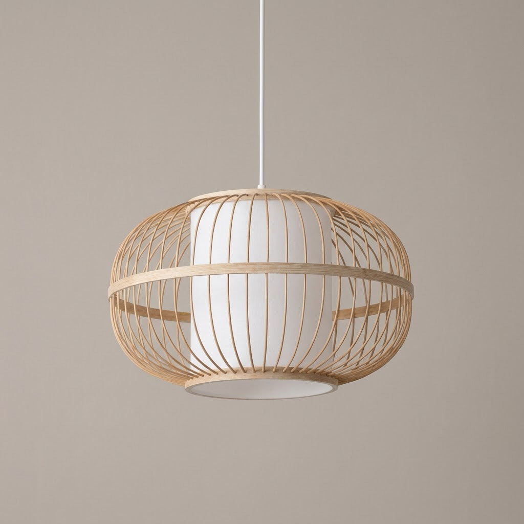 Japandi Bamboo Lantern Pendant Light