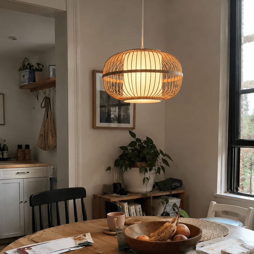 Japandi Bamboo Lantern Pendant Light