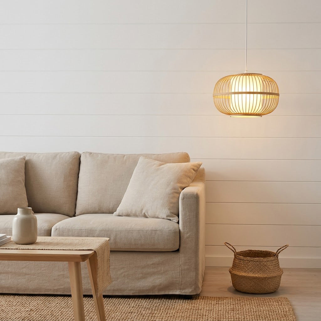 Japandi Bamboo Lantern Pendant Light