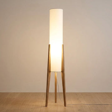 Japandi Bamboo Tripod Cylinder Floor Lamp