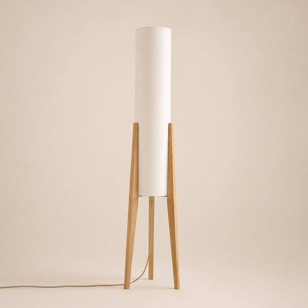 Japandi Bamboo Tripod Cylinder Floor Lamp