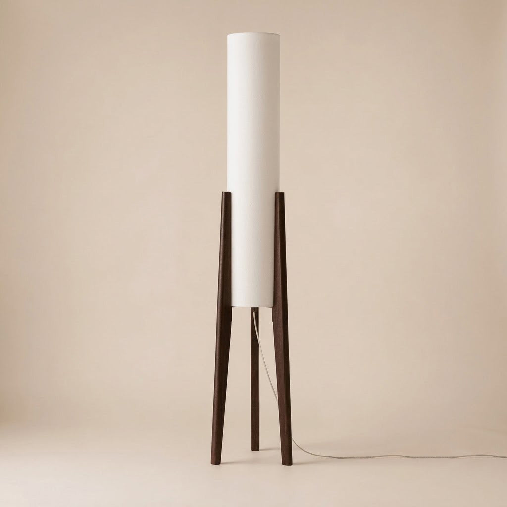 Japandi Bamboo Tripod Cylinder Floor Lamp