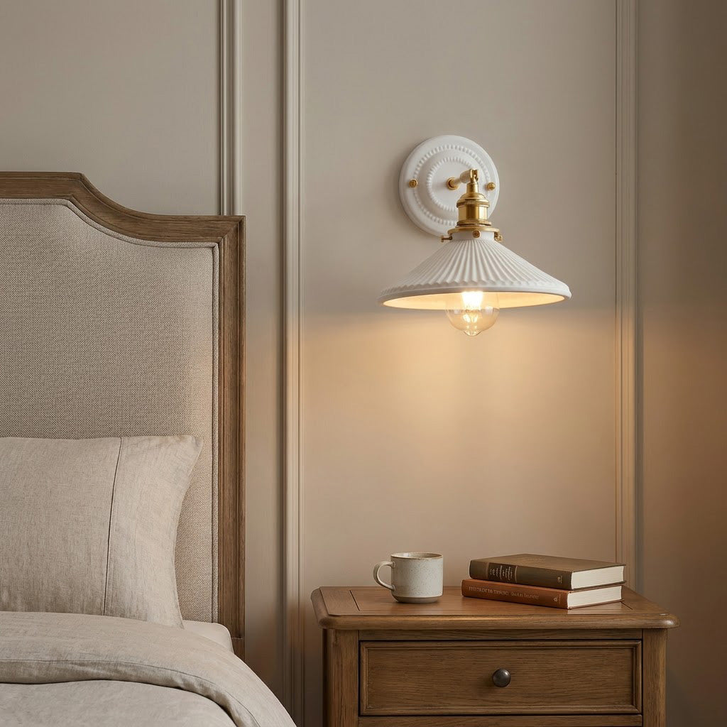 Japandi Ceramic Brass Wall Sconce