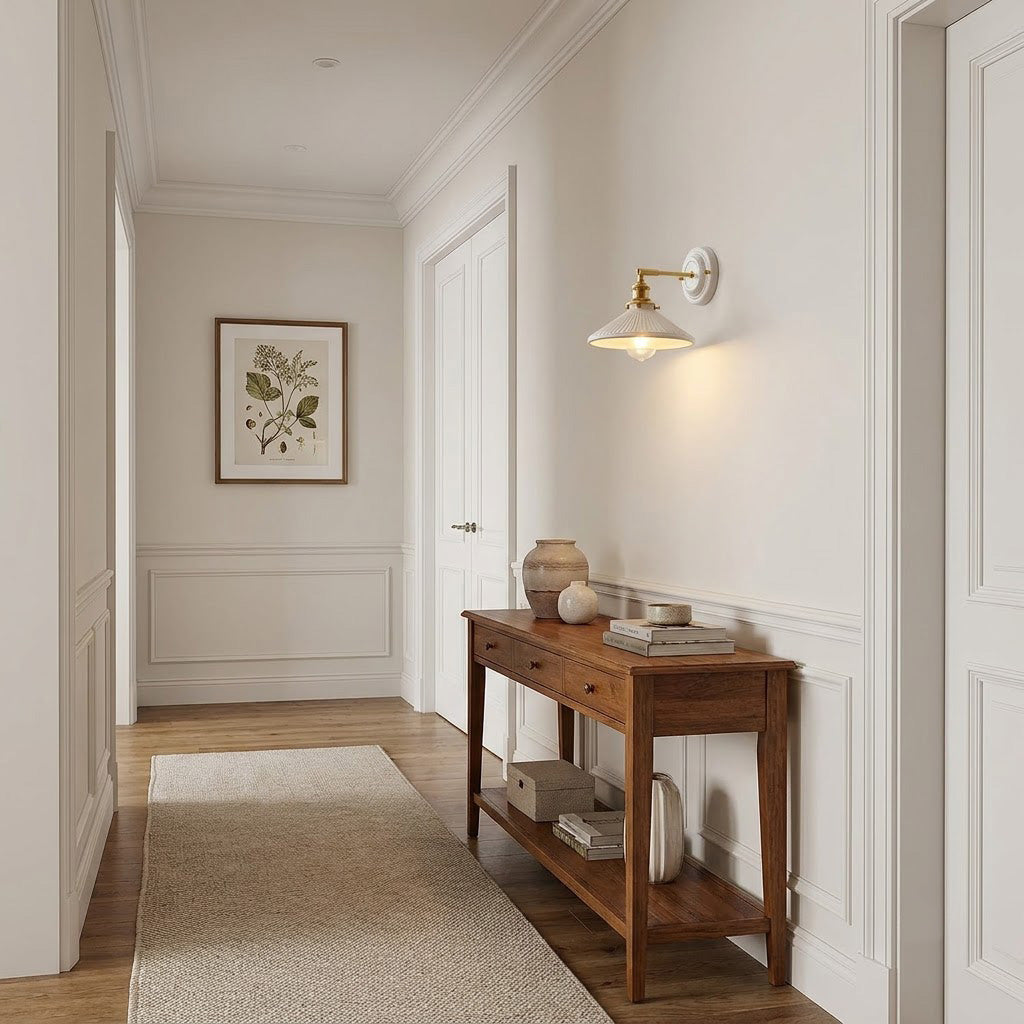 Japandi Ceramic Brass Wall Sconce