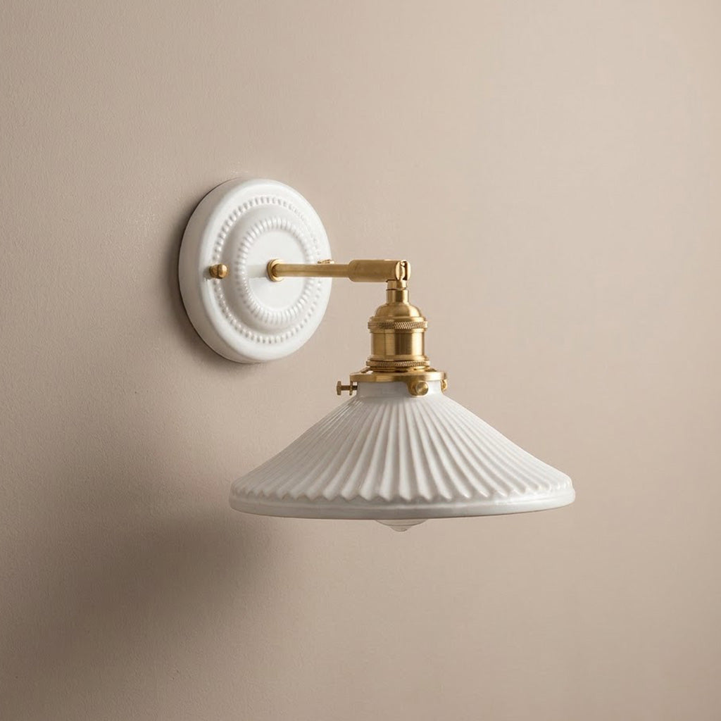 Japandi Ceramic Brass Wall Sconce