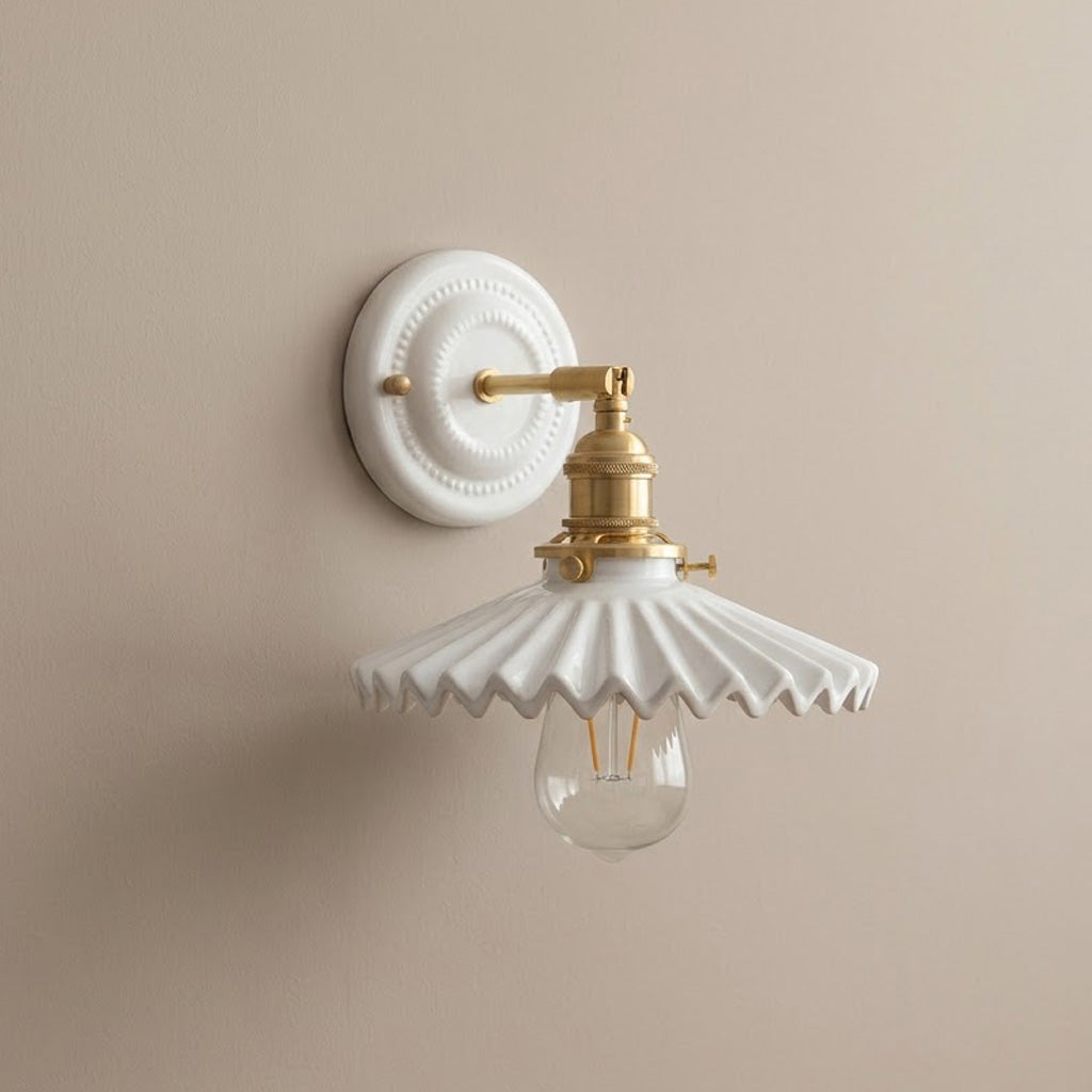 Japandi Ceramic Brass Wall Sconce