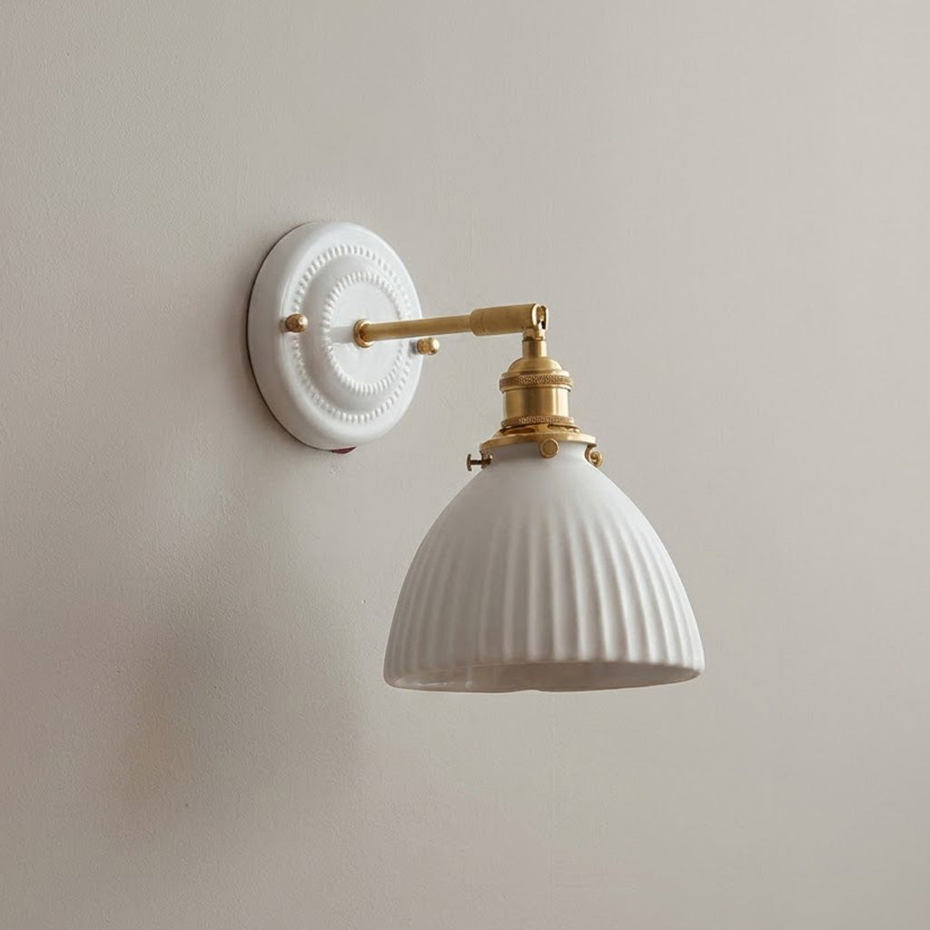Japandi Ceramic Brass Wall Sconce
