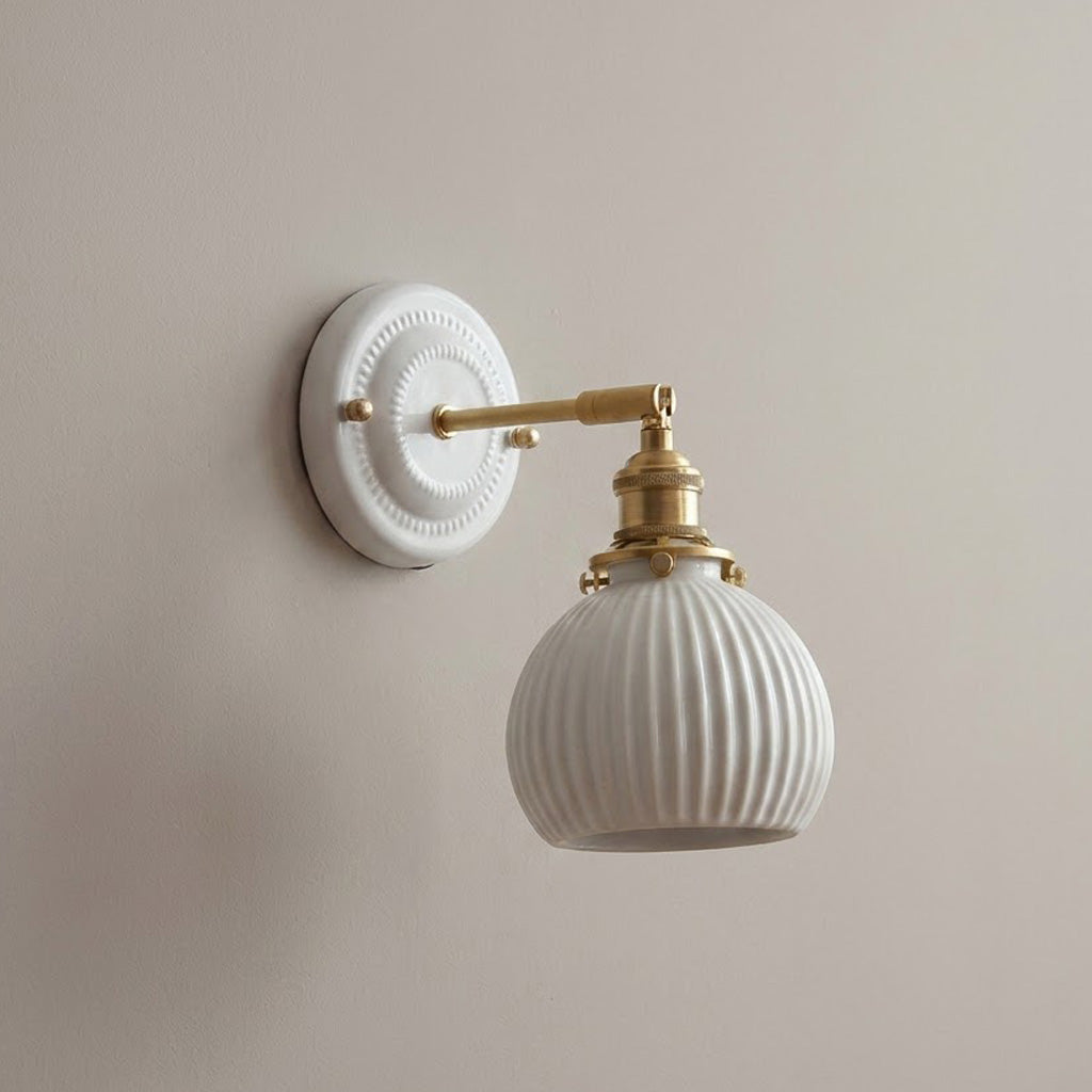 Japandi Ceramic Brass Wall Sconce