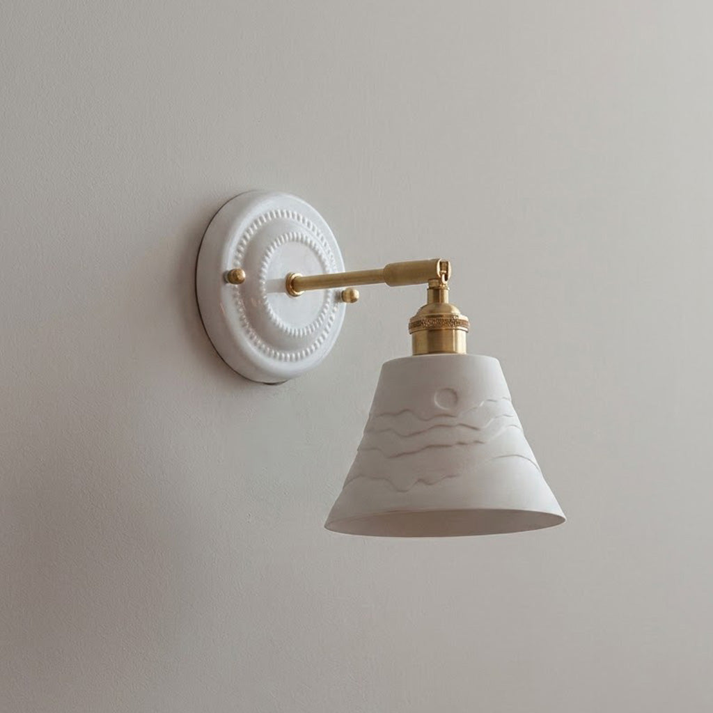 Japandi Ceramic Brass Wall Sconce
