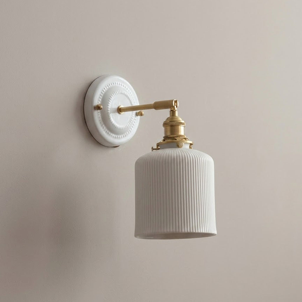 Japandi Ceramic Brass Wall Sconce