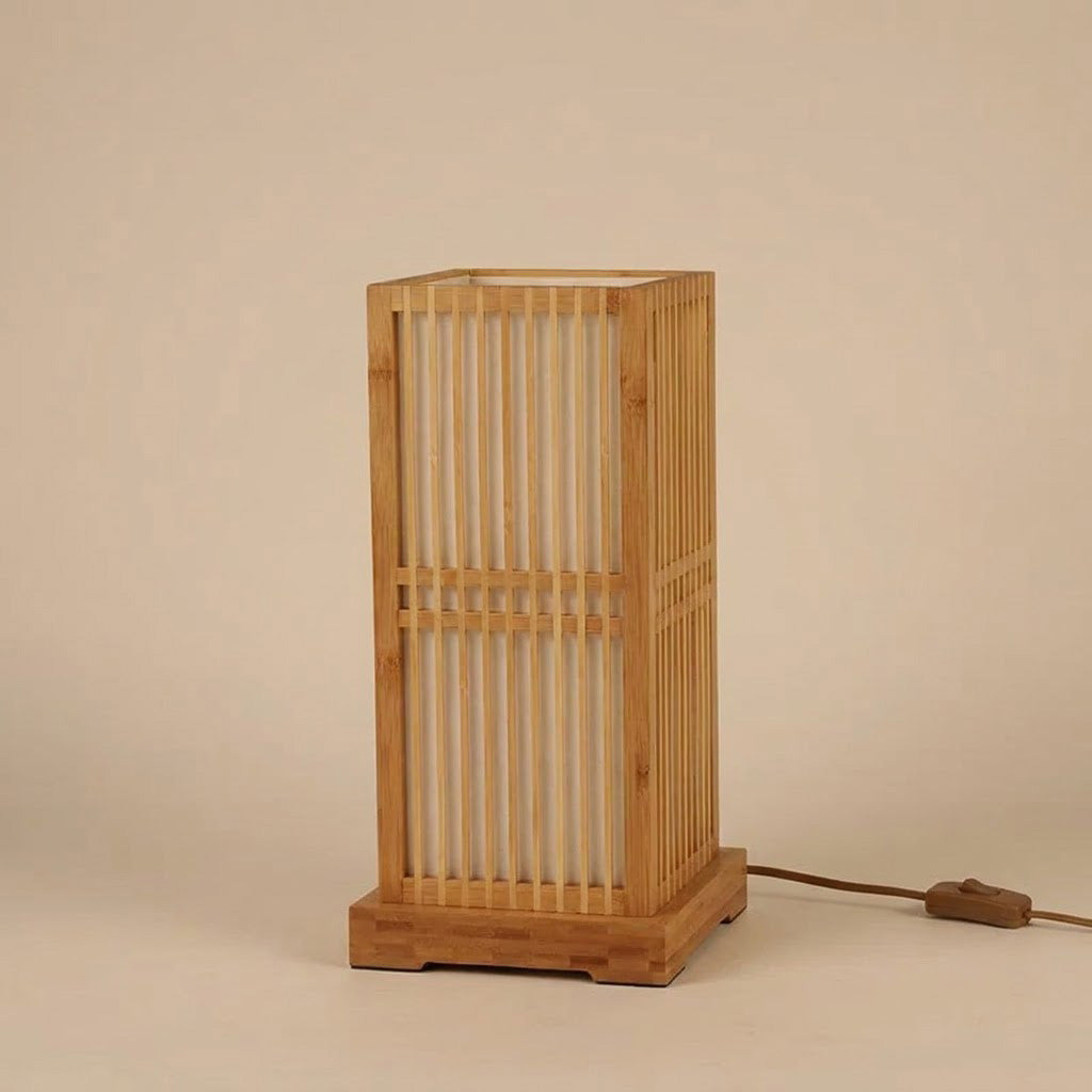 Japandi Column Bamboo Cylinder Shade Table Lamp