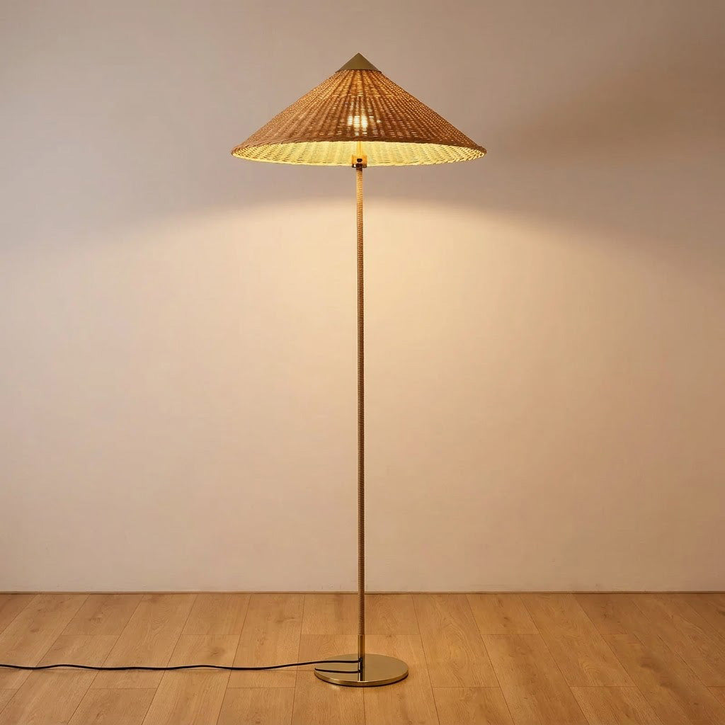 Japandi Cone Rattan Floor Lamp