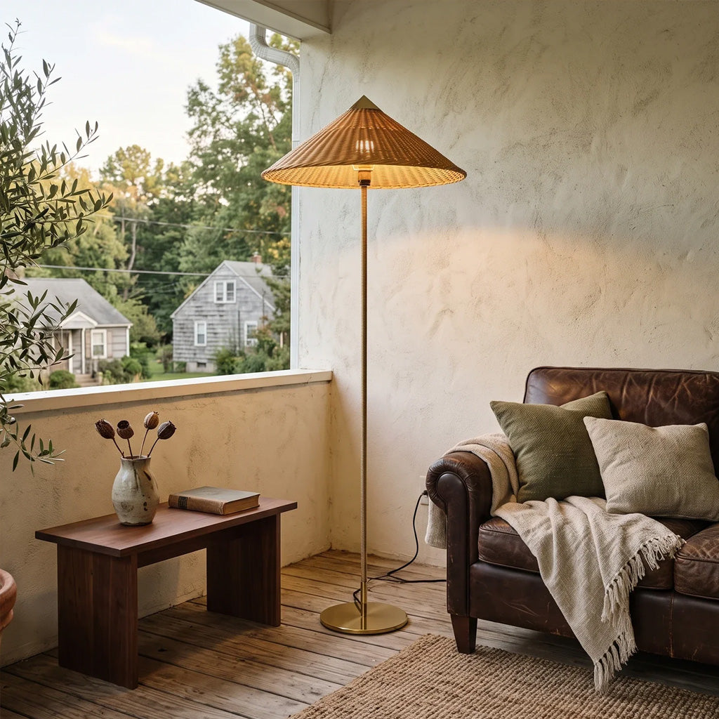 Japandi Cone Rattan Floor Lamp