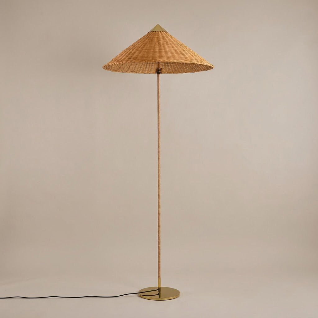 Japandi Cone Rattan Floor Lamp