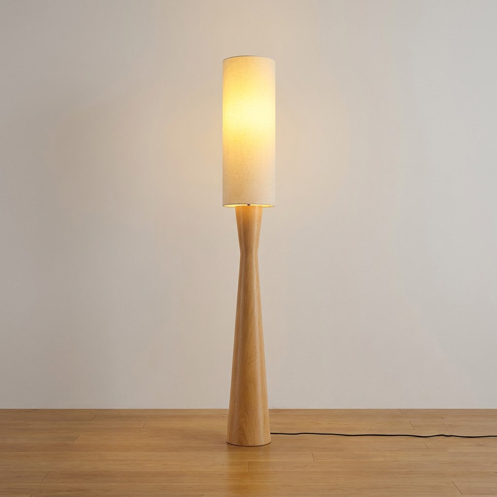 Japandi Cylinder Linen Floor Lamp