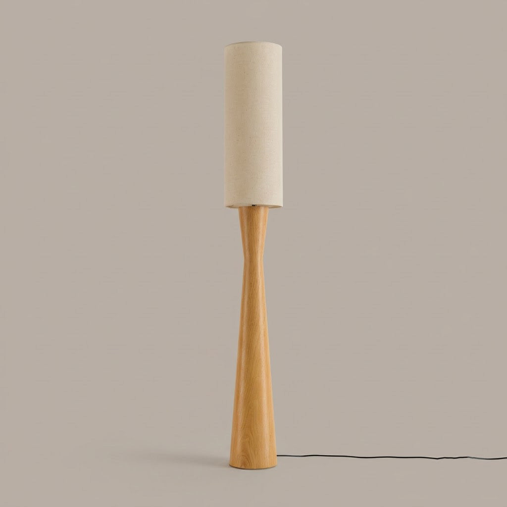 Japandi Cylinder Linen Floor Lamp