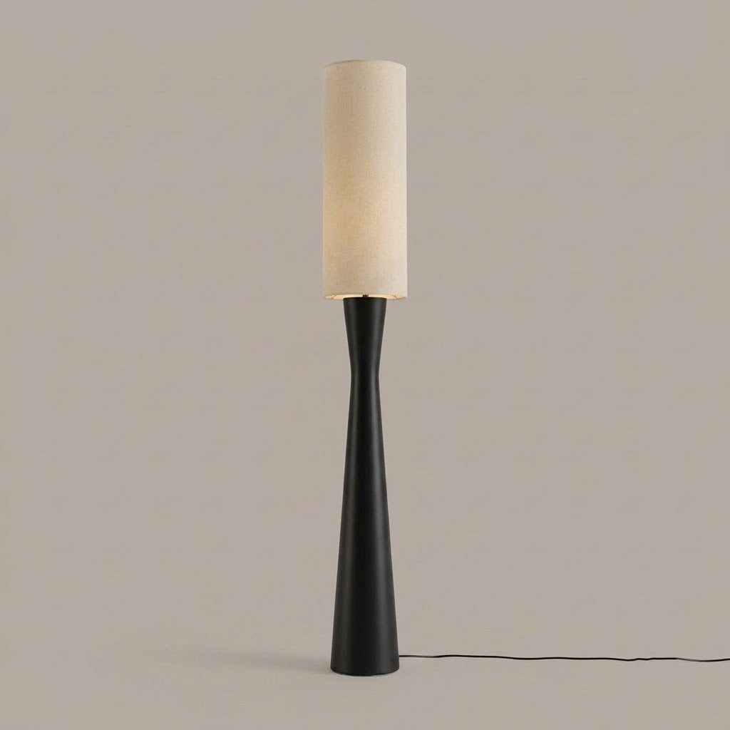 Japandi Cylinder Linen Floor Lamp