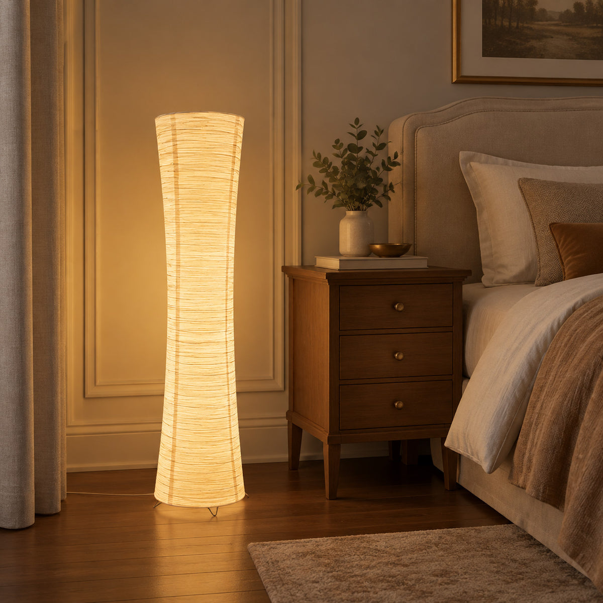 Japandi Cylinder Paper Floor Lamp
