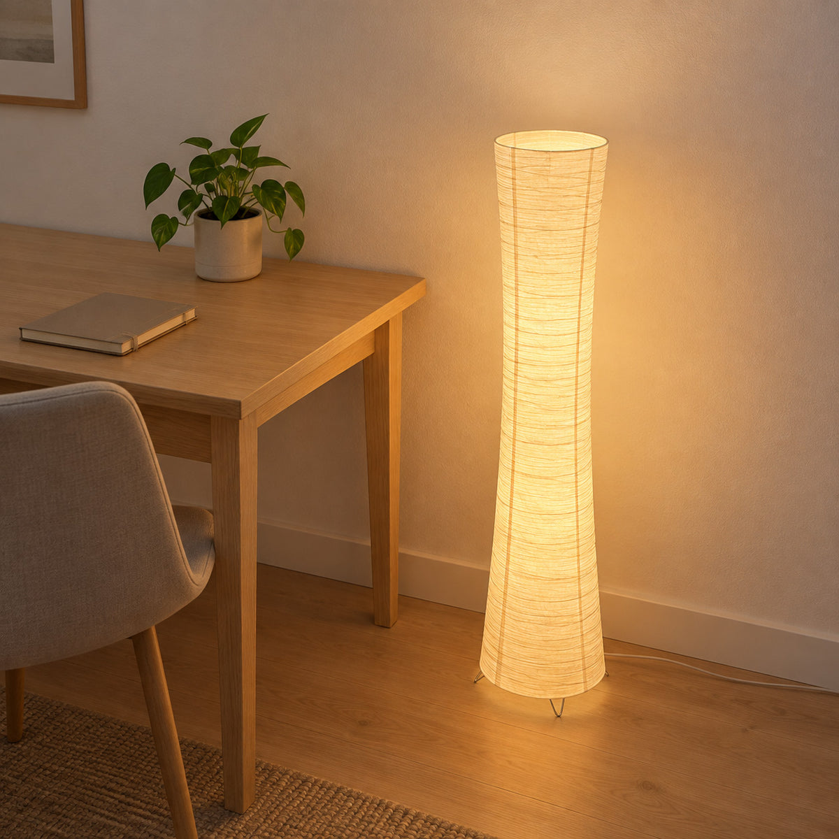 Japandi Cylinder Paper Floor Lamp