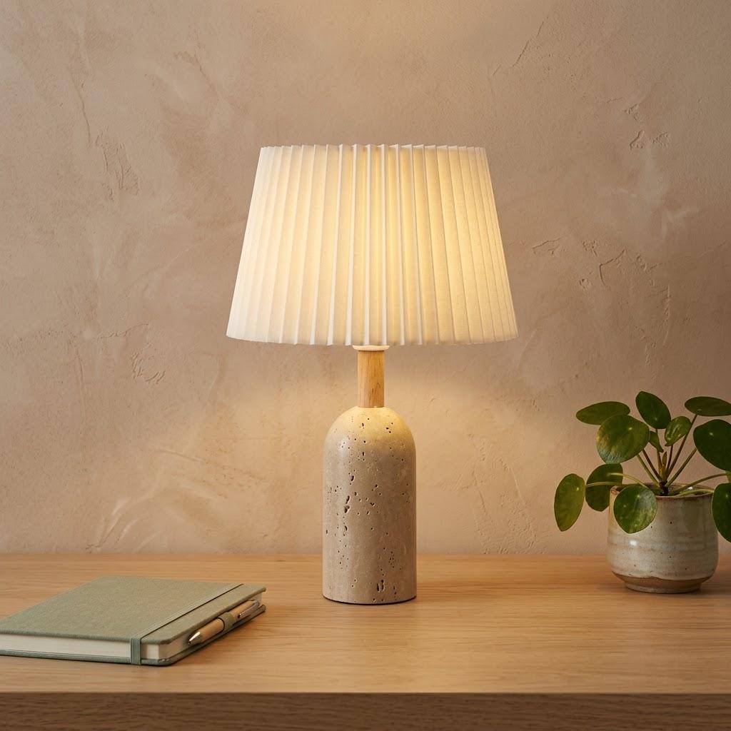 Japandi Cylindrical Stone Cylinder Shade Table Lamp