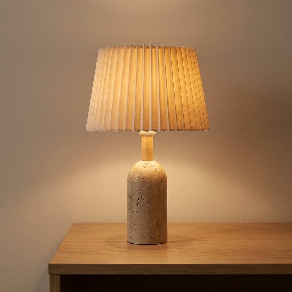 Japandi Cylindrical Stone Cylinder Shade Table Lamp