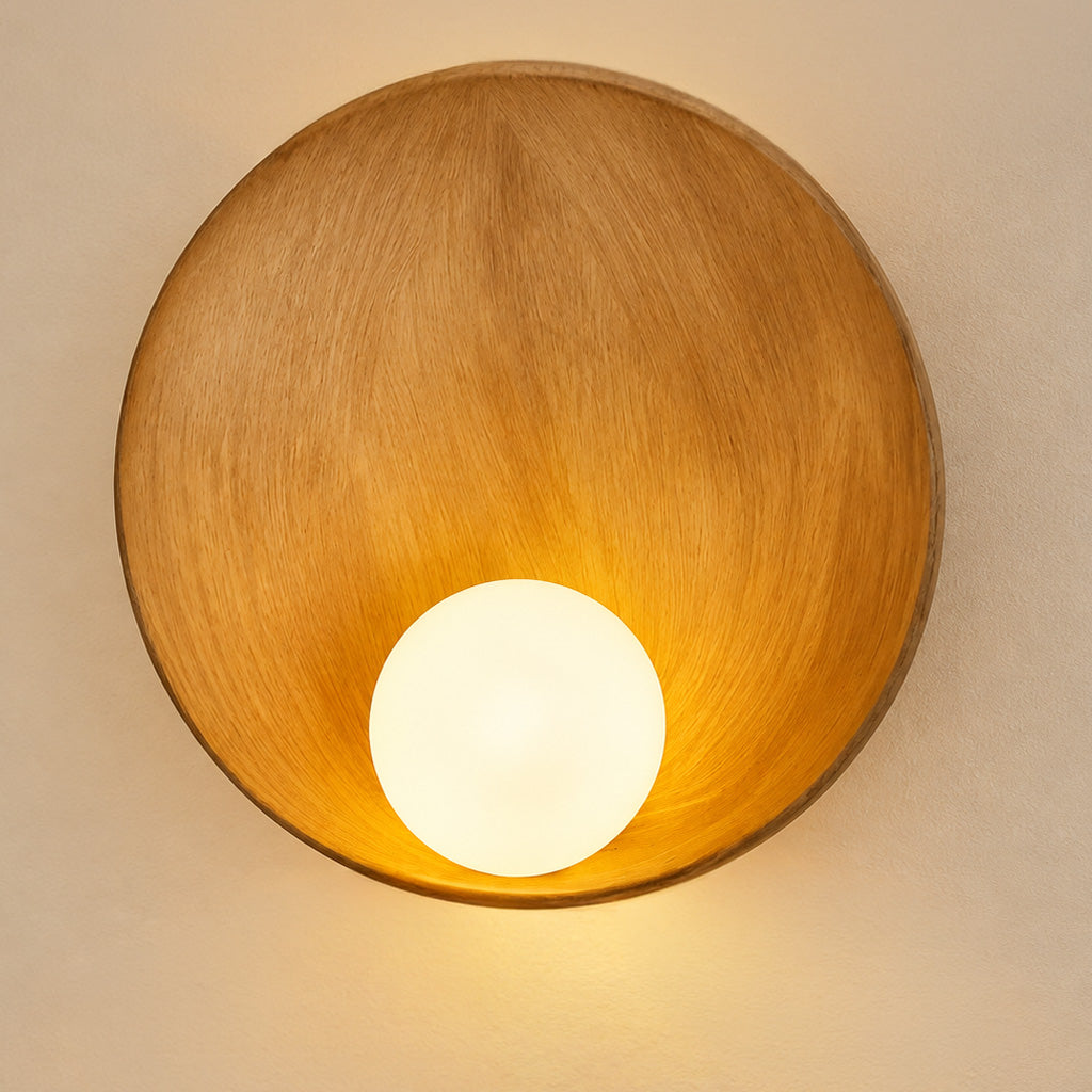 Japandi Frosted Glass Bowl Wall Sconce