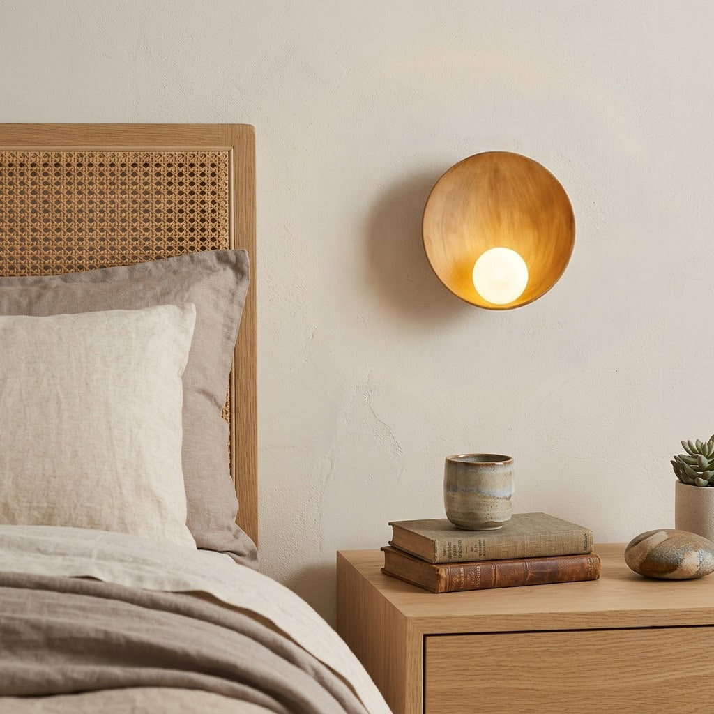 Japandi Frosted Glass Bowl Wall Sconce
