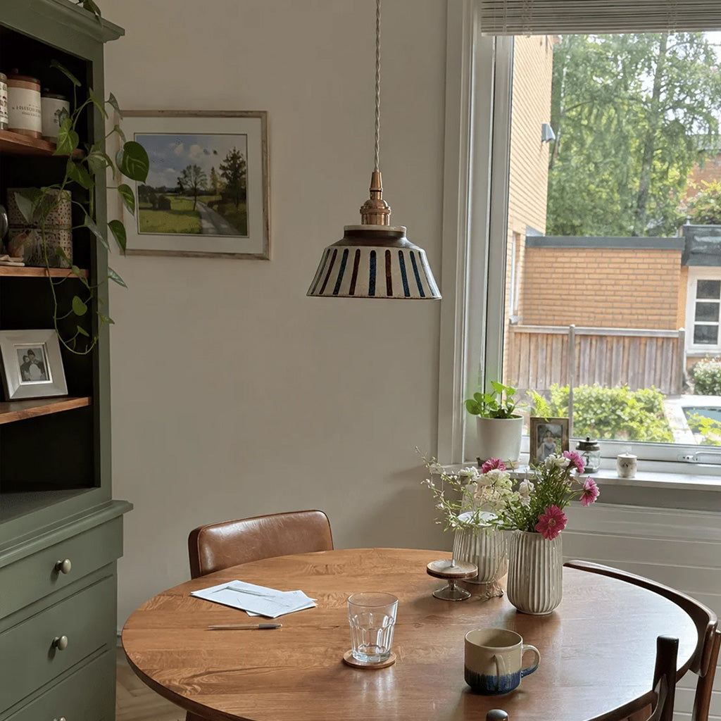 Japandi Glazed Ceramic Dome Pendant Light