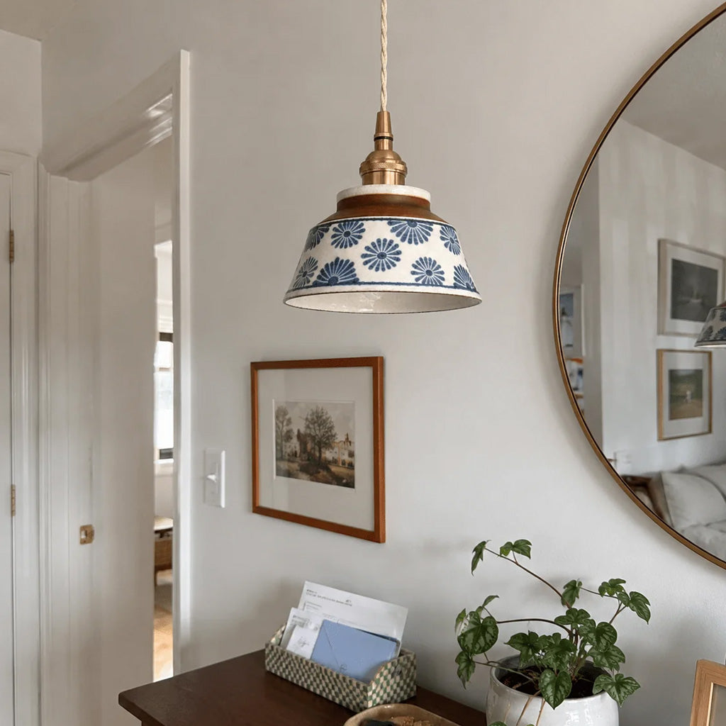 Japandi Glazed Ceramic Dome Pendant Light