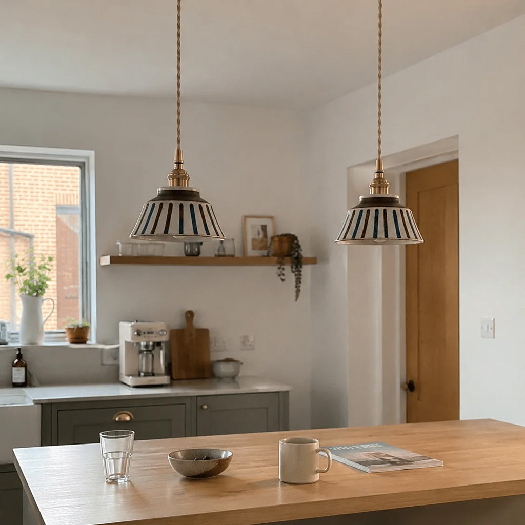 Japandi Glazed Ceramic Dome Pendant Light