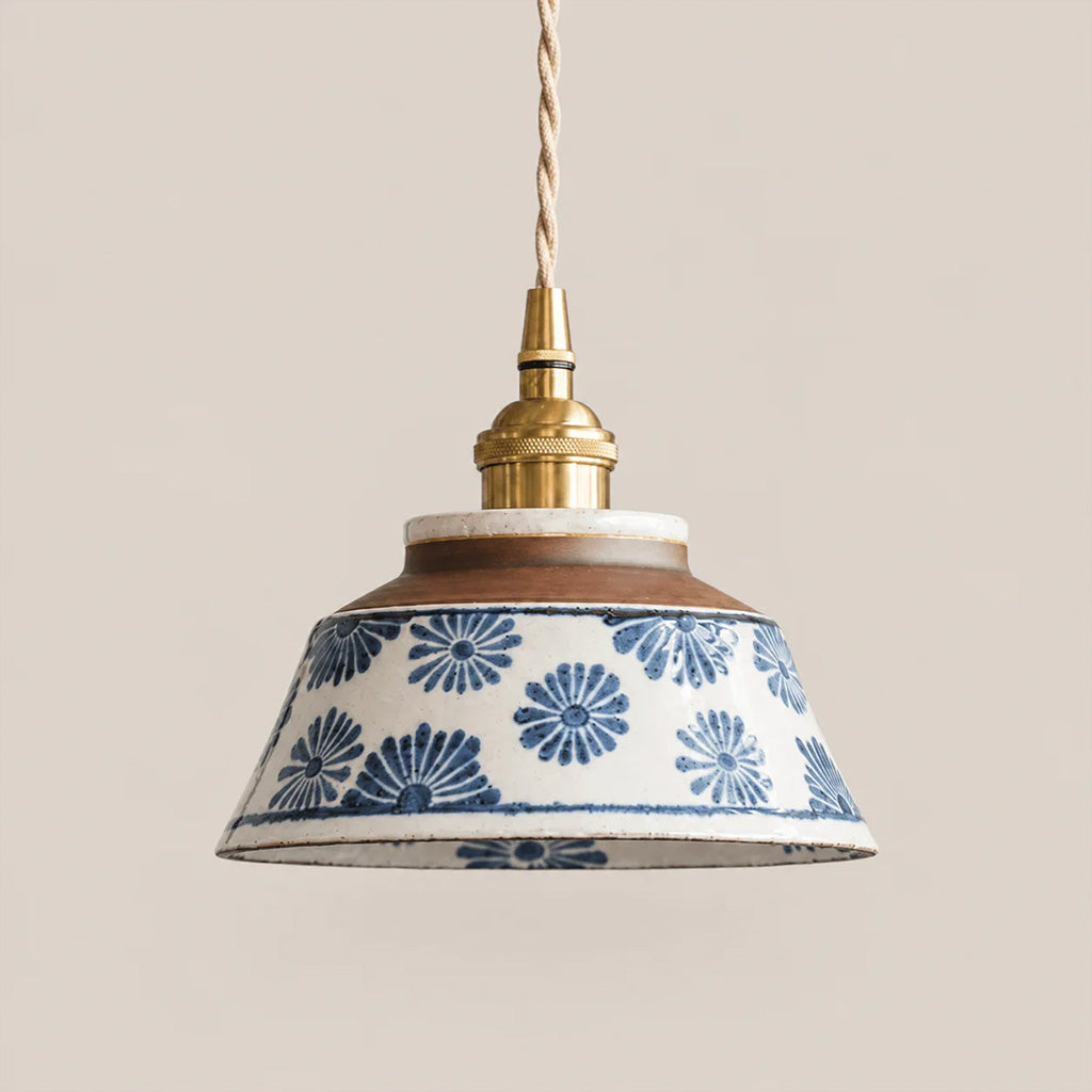 Japandi Glazed Ceramic Dome Pendant Light