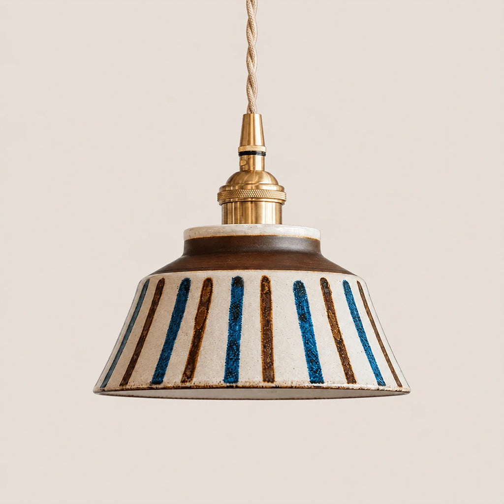 Japandi Glazed Ceramic Dome Pendant Light