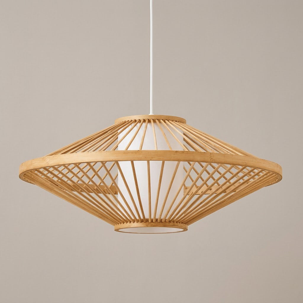 Japandi Hand-Woven Bamboo Dome Pendant