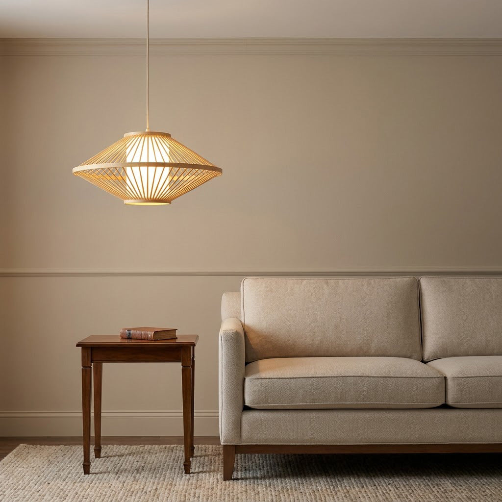 Japandi Hand-Woven Bamboo Dome Pendant