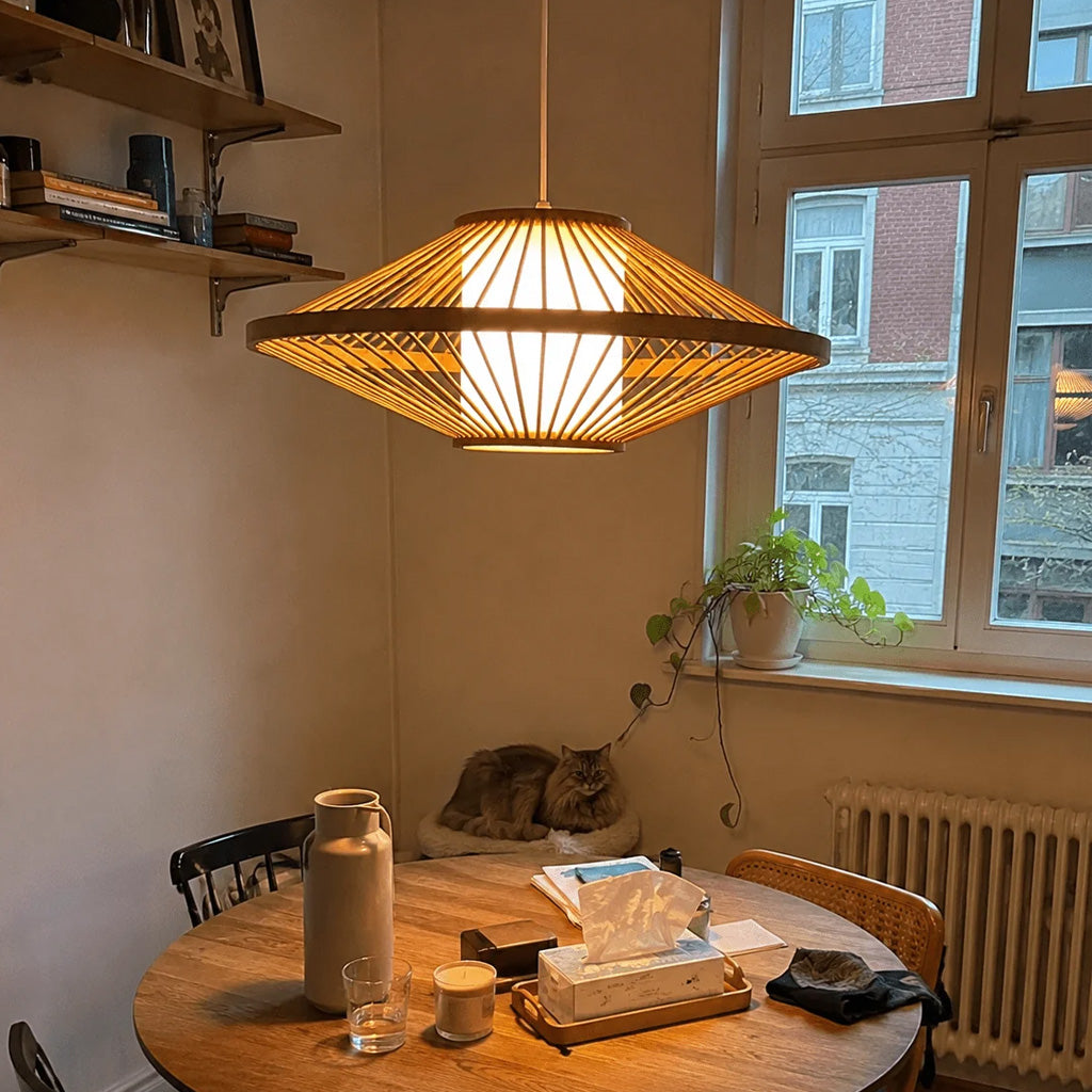 Japandi Hand-Woven Bamboo Dome Pendant