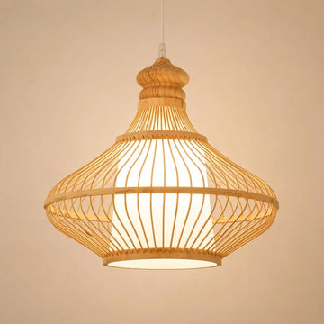 Japandi Handwoven Bamboo Teardrop Pendant Light